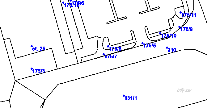 Parcela st. 175/7 v KÚ Hněvice, Katastrální mapa