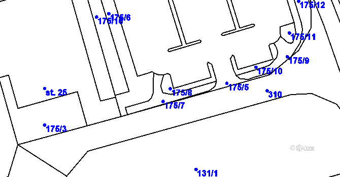 Parcela st. 175/8 v KÚ Hněvice, Katastrální mapa