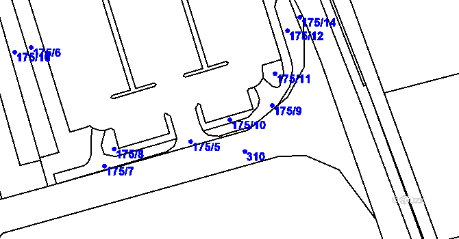 Parcela st. 175/10 v KÚ Hněvice, Katastrální mapa