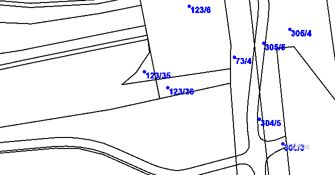 Parcela st. 123/36 v KÚ Hněvice, Katastrální mapa