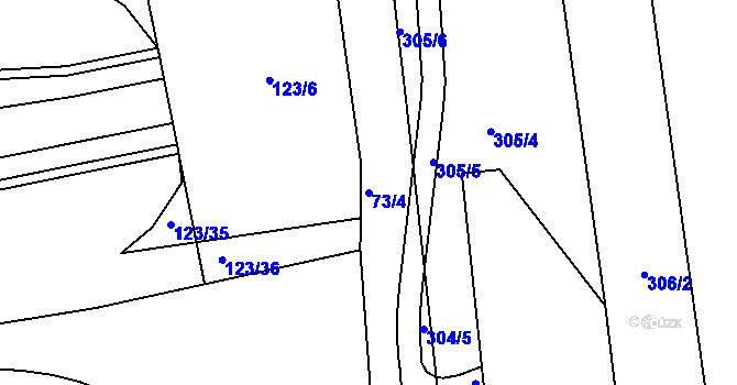 Parcela st. 73/4 v KÚ Hněvice, Katastrální mapa