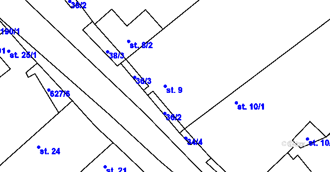 Parcela st. 9 v KÚ Račice u Štětí, Katastrální mapa