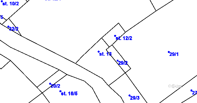 Parcela st. 13 v KÚ Račice u Štětí, Katastrální mapa
