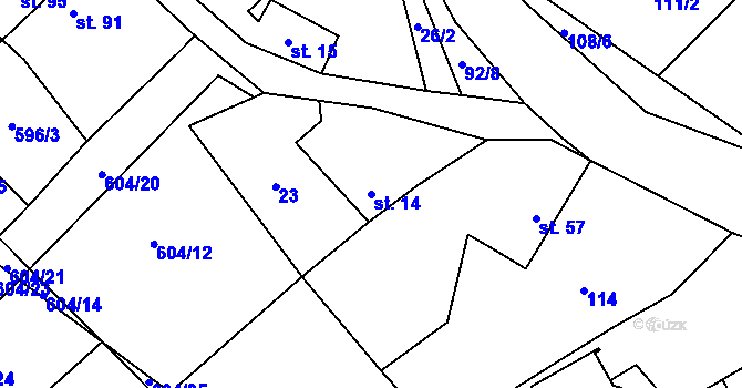 Parcela st. 14 v KÚ Račice u Štětí, Katastrální mapa