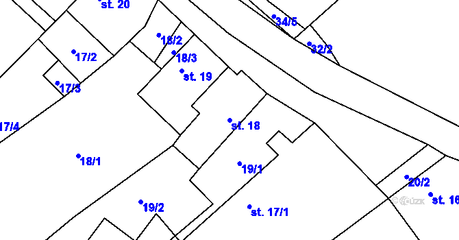 Parcela st. 18 v KÚ Račice u Štětí, Katastrální mapa