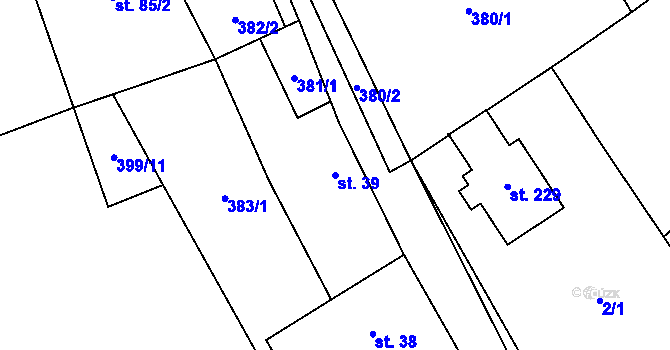 Parcela st. 39 v KÚ Račice u Štětí, Katastrální mapa
