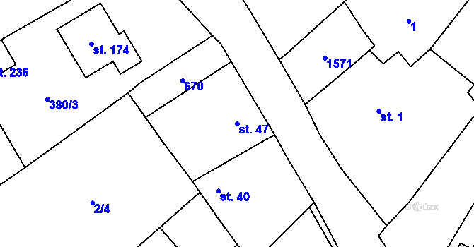 Parcela st. 47 v KÚ Račice u Štětí, Katastrální mapa