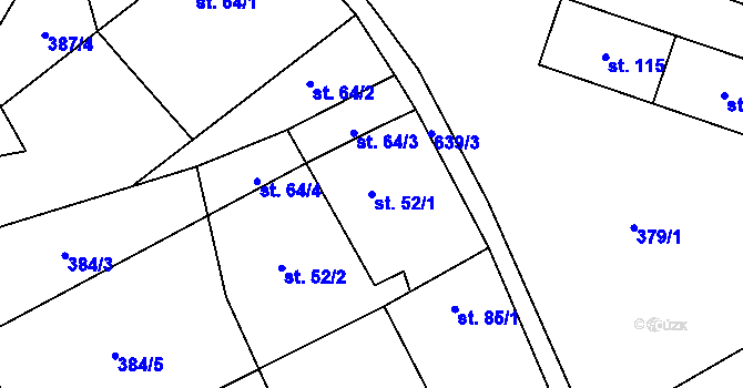 Parcela st. 52/1 v KÚ Račice u Štětí, Katastrální mapa