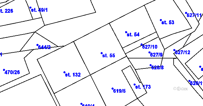 Parcela st. 55 v KÚ Račice u Štětí, Katastrální mapa