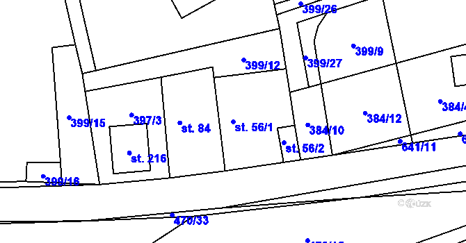 Parcela st. 56/1 v KÚ Račice u Štětí, Katastrální mapa
