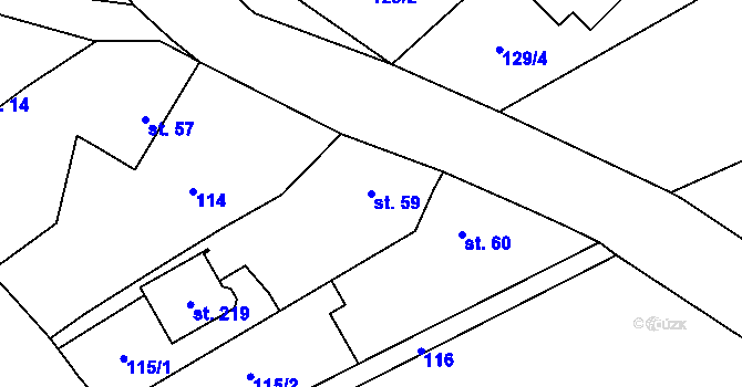 Parcela st. 59 v KÚ Račice u Štětí, Katastrální mapa