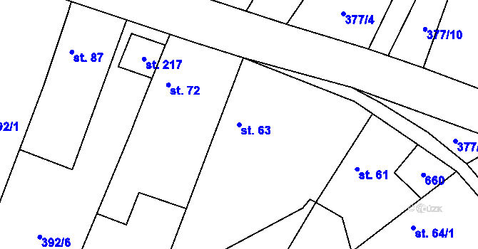 Parcela st. 63 v KÚ Račice u Štětí, Katastrální mapa