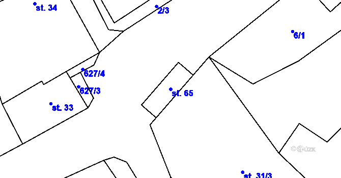 Parcela st. 65 v KÚ Račice u Štětí, Katastrální mapa