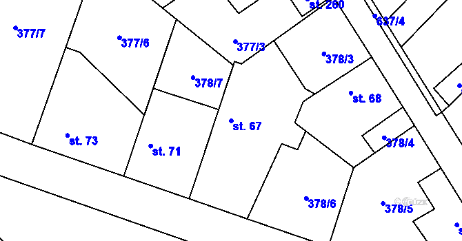 Parcela st. 67 v KÚ Račice u Štětí, Katastrální mapa