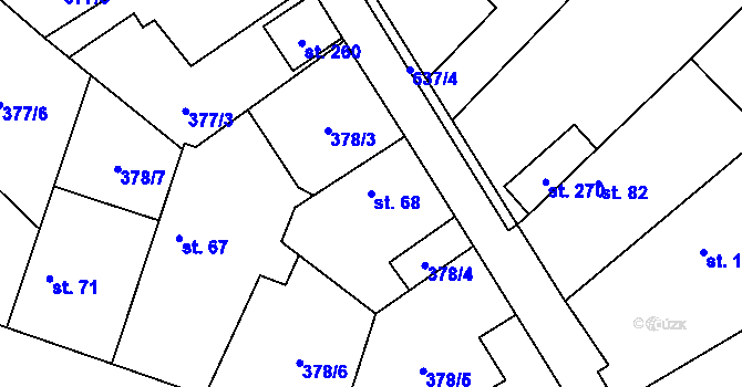 Parcela st. 68 v KÚ Račice u Štětí, Katastrální mapa