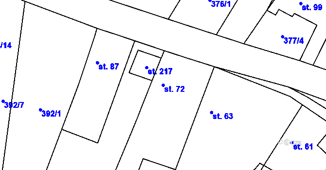 Parcela st. 72 v KÚ Račice u Štětí, Katastrální mapa