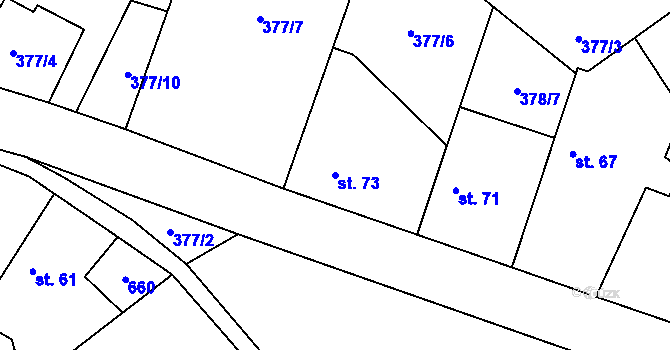 Parcela st. 73 v KÚ Račice u Štětí, Katastrální mapa