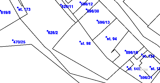 Parcela st. 98 v KÚ Račice u Štětí, Katastrální mapa