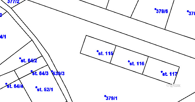 Parcela st. 115 v KÚ Račice u Štětí, Katastrální mapa