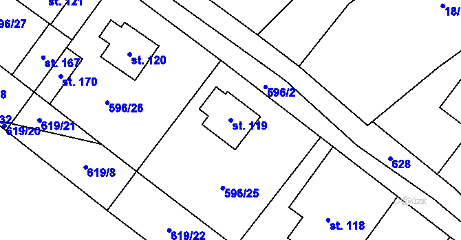 Parcela st. 119 v KÚ Račice u Štětí, Katastrální mapa