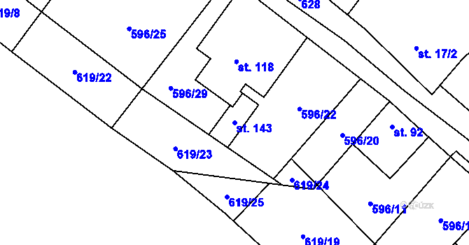 Parcela st. 143 v KÚ Račice u Štětí, Katastrální mapa