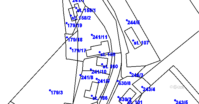 Parcela st. 159 v KÚ Račice u Štětí, Katastrální mapa