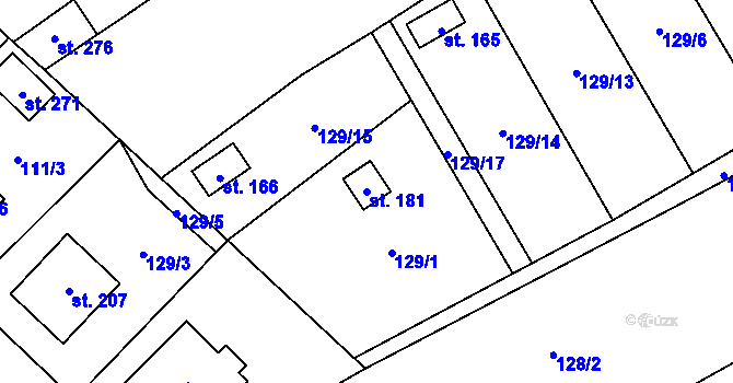 Parcela st. 181 v KÚ Račice u Štětí, Katastrální mapa