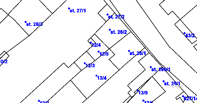 Parcela st. 12/5 v KÚ Račice u Štětí, Katastrální mapa
