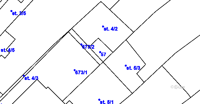 Parcela st. 57 v KÚ Račice u Štětí, Katastrální mapa