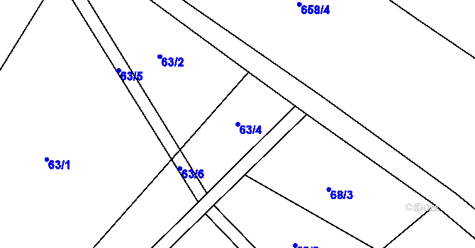 Parcela st. 63/4 v KÚ Račice u Štětí, Katastrální mapa