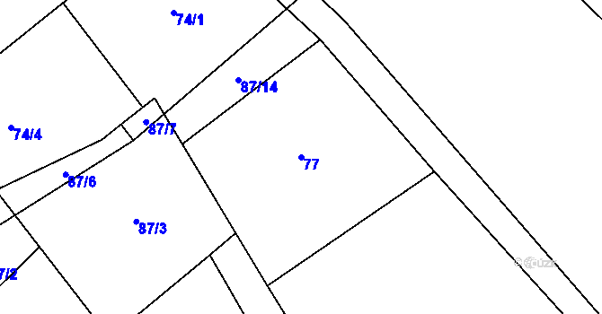 Parcela st. 77 v KÚ Račice u Štětí, Katastrální mapa