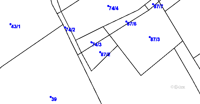 Parcela st. 87/2 v KÚ Račice u Štětí, Katastrální mapa