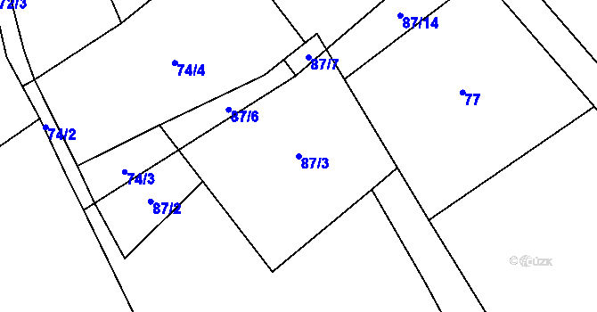 Parcela st. 87/3 v KÚ Račice u Štětí, Katastrální mapa