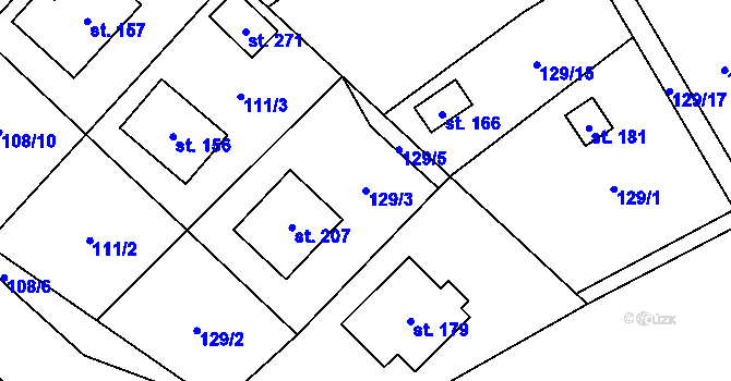 Parcela st. 129/3 v KÚ Račice u Štětí, Katastrální mapa