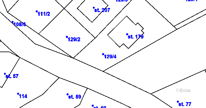 Parcela st. 129/4 v KÚ Račice u Štětí, Katastrální mapa