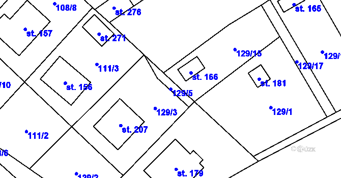 Parcela st. 129/5 v KÚ Račice u Štětí, Katastrální mapa
