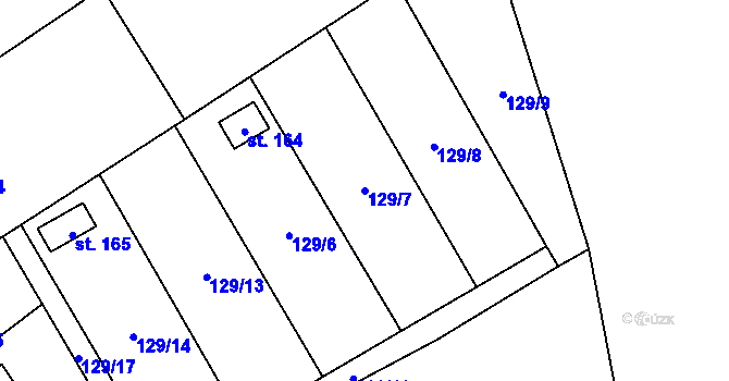 Parcela st. 129/7 v KÚ Račice u Štětí, Katastrální mapa