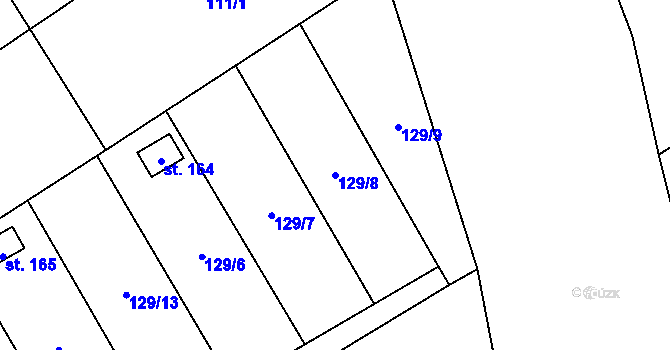Parcela st. 129/8 v KÚ Račice u Štětí, Katastrální mapa