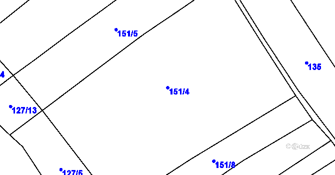 Parcela st. 151/4 v KÚ Račice u Štětí, Katastrální mapa