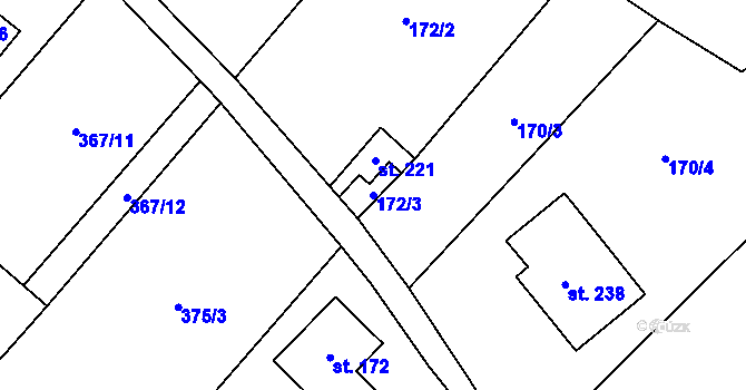 Parcela st. 172/3 v KÚ Račice u Štětí, Katastrální mapa