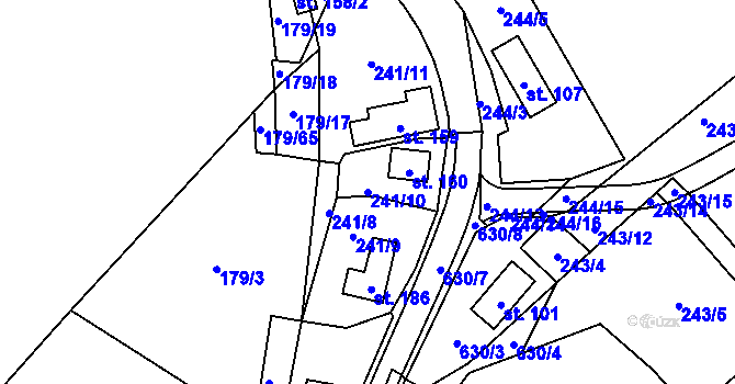 Parcela st. 241/10 v KÚ Račice u Štětí, Katastrální mapa