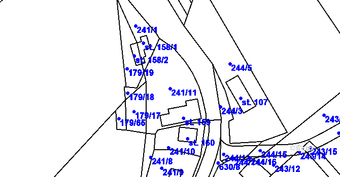 Parcela st. 241/11 v KÚ Račice u Štětí, Katastrální mapa