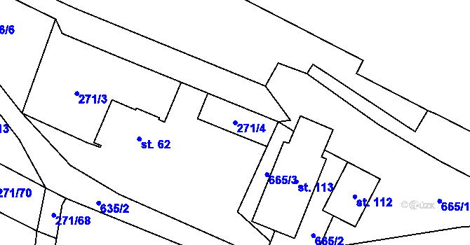 Parcela st. 271/4 v KÚ Račice u Štětí, Katastrální mapa