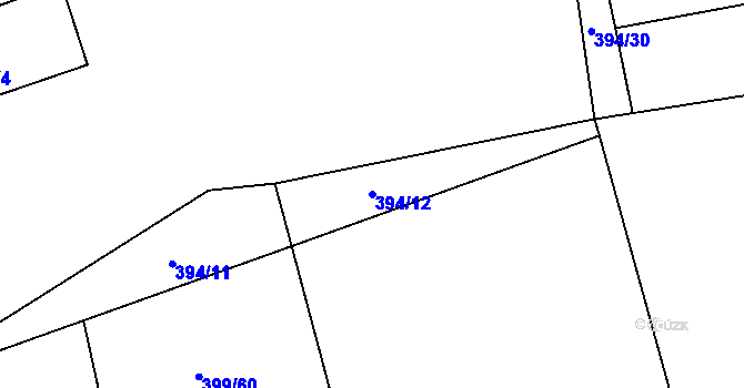 Parcela st. 394/12 v KÚ Račice u Štětí, Katastrální mapa
