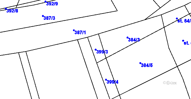 Parcela st. 399/3 v KÚ Račice u Štětí, Katastrální mapa