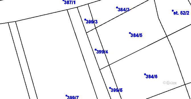 Parcela st. 399/4 v KÚ Račice u Štětí, Katastrální mapa