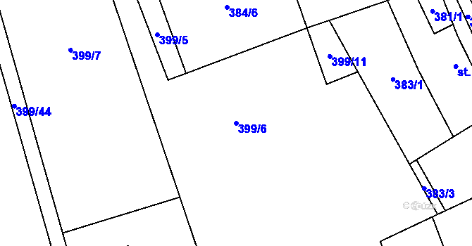 Parcela st. 399/6 v KÚ Račice u Štětí, Katastrální mapa
