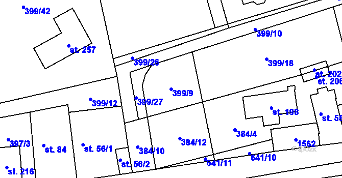 Parcela st. 399/9 v KÚ Račice u Štětí, Katastrální mapa