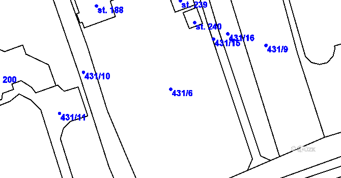 Parcela st. 431/6 v KÚ Račice u Štětí, Katastrální mapa