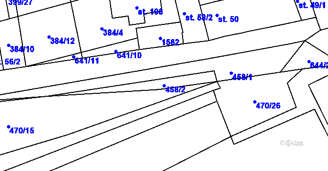 Parcela st. 458/2 v KÚ Račice u Štětí, Katastrální mapa